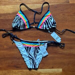 Sunshine 79 Colorful Zebra Stripe Bikini Set